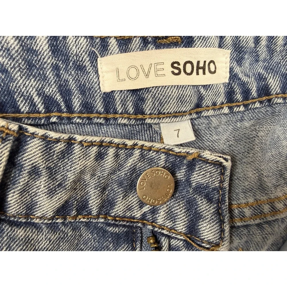 Love Soho High-Waisted Wide Leg Acid Wash Blue Jeans Women's Sz 7 (29x30) #1476